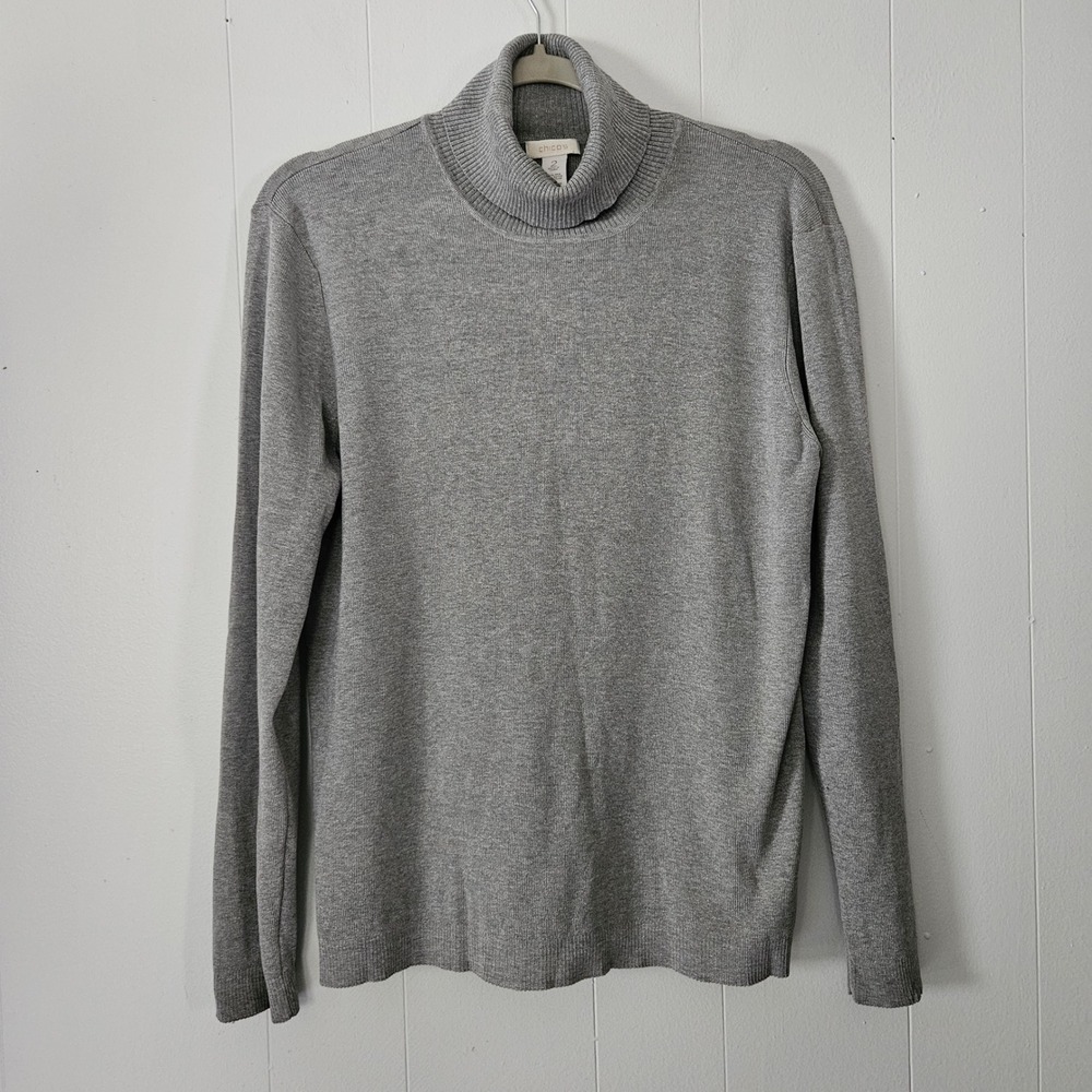 Turtleneck Sweater Women Silk Blend Pullover Long Sleeve Ribbed Size 2 Layering